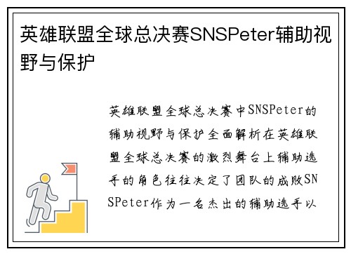 英雄联盟全球总决赛SNSPeter辅助视野与保护