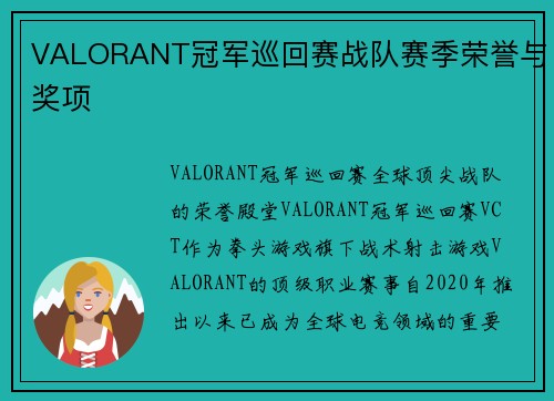 VALORANT冠军巡回赛战队赛季荣誉与奖项